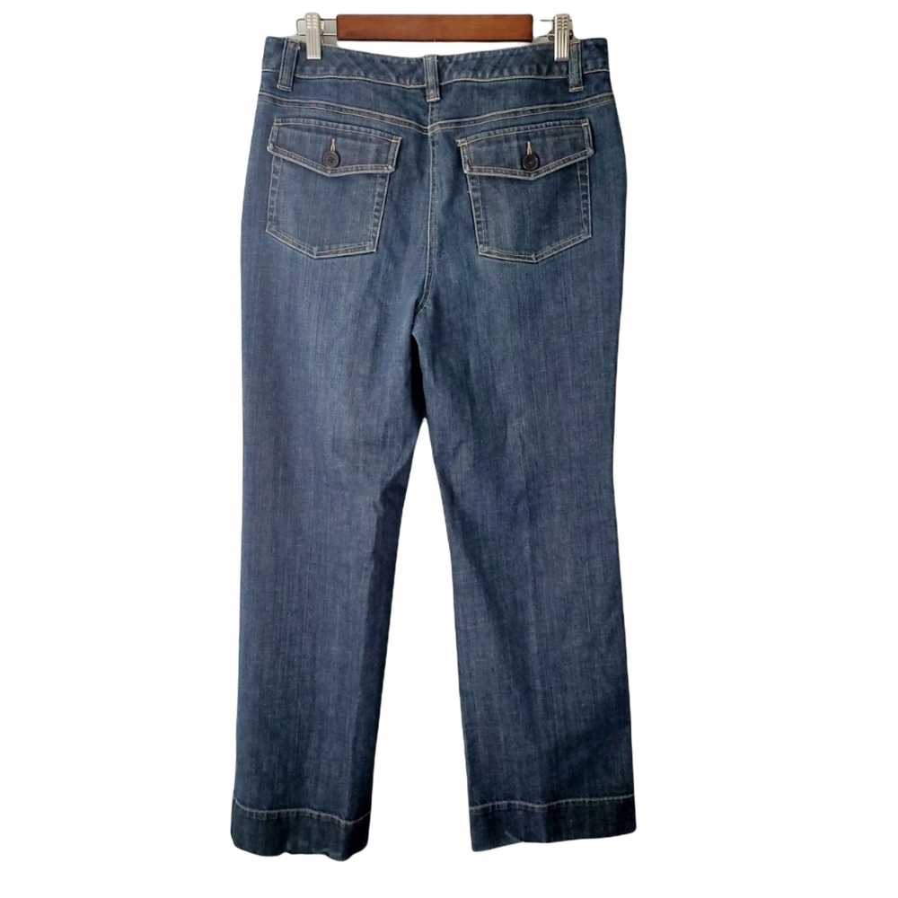 Talbots Women's High Rise Wide Legged Stretch Jeans Dark Denim Size 10 - Picture 2 of 4